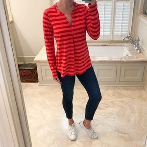 Ella Moss size medium coral & red strip top